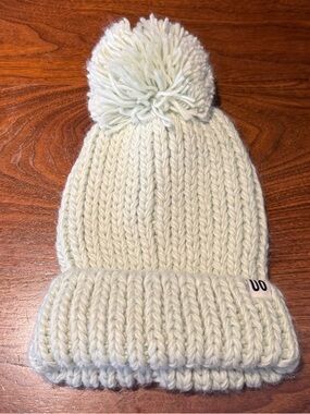 Urban Outfitters Pom-Pom Knit Sage Green Beanie